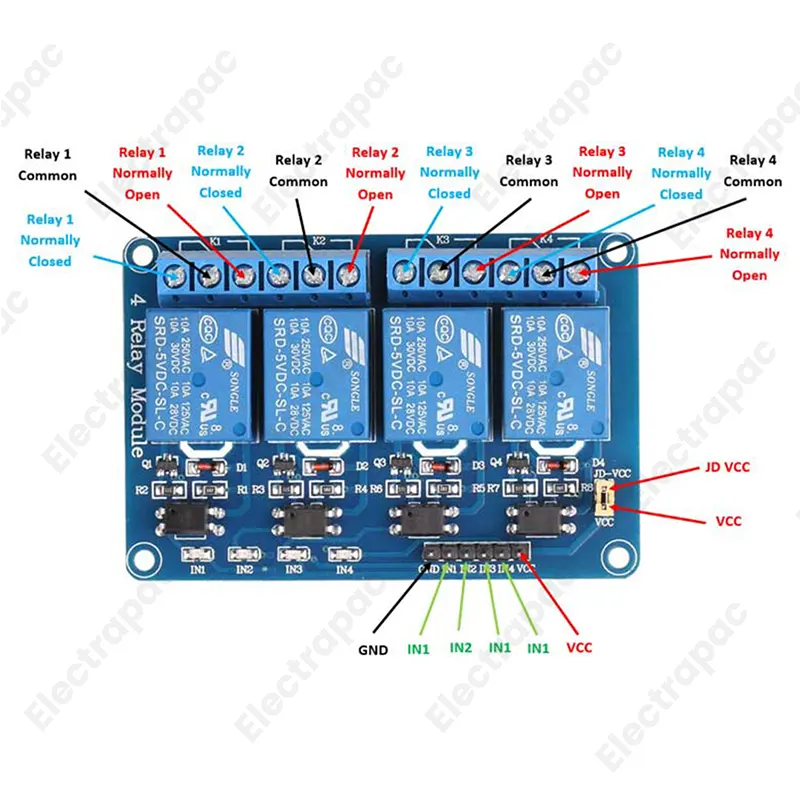 5VDC 4 Channel Relay Module - Gallery 1
