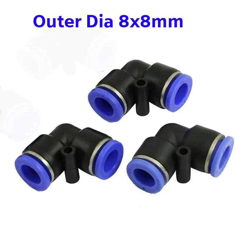 PV PVG" L Shaped Elbow 8mm X 8mm OD Hose Tube One Touch Push in Air Pneumatic Connector Fittings Plastic Gas Quick Fittings Connector - Gallery 1