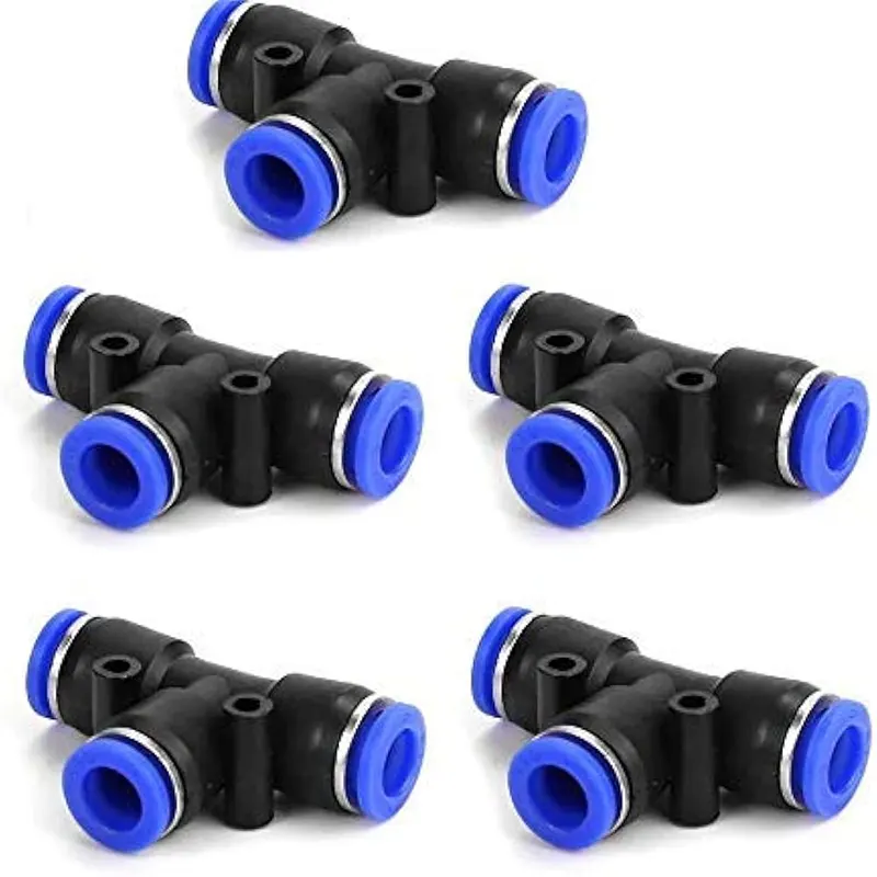 8mm-6mm-8mm 3 Way T Type Pneumatic Connector Push in Fitting Quick T-Connector - Gallery 2