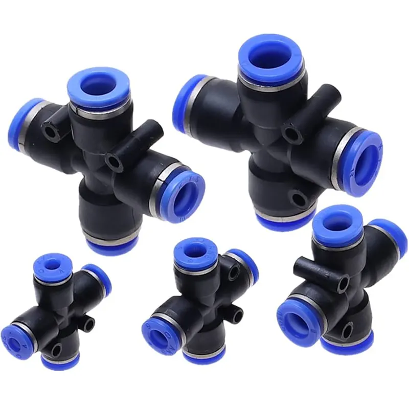 8mm Nylon Pneumatic 4 Way Junction hose tube inline push fit connector air line/ 8mm 4 Way Union Cross Hose Connector - Gallery 2