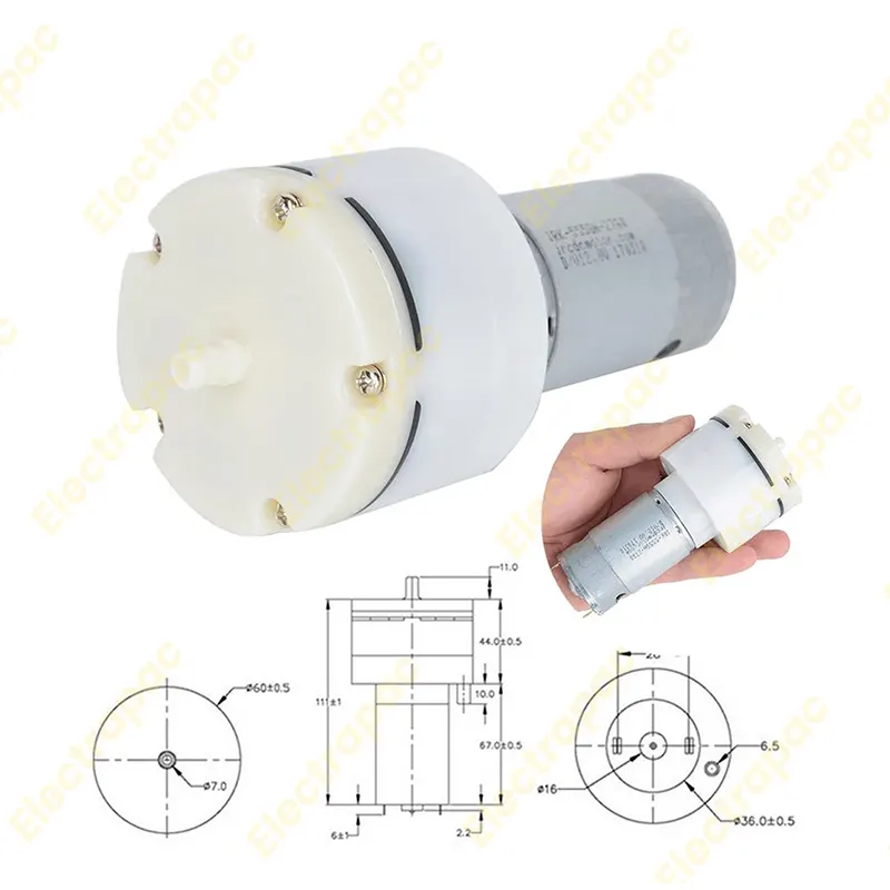 12V DC Micro Diaphragm Air Pump - High Pressure Vacuum Pump for Aquarium & DIY Labs 555 Motor - Gallery 2