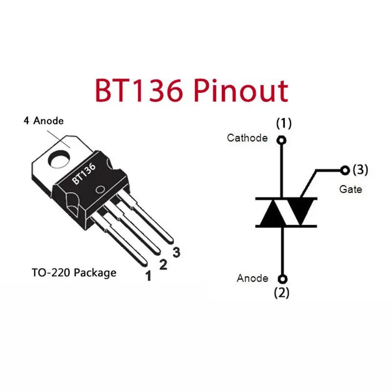 BT136-600D TRIAC - 600V 4A TO-220 Package (2 Pieces) - Gallery 3