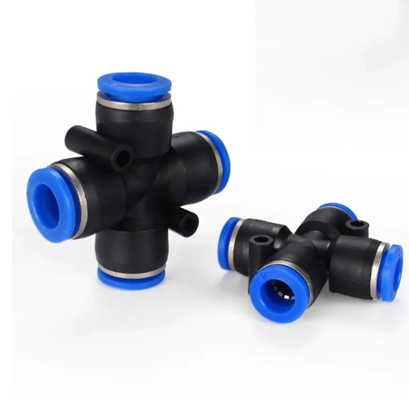8mm Nylon Pneumatic 4 Way Junction hose tube inline push fit connector air line/ 8mm 4 Way Union Cross Hose Connector - Gallery 1