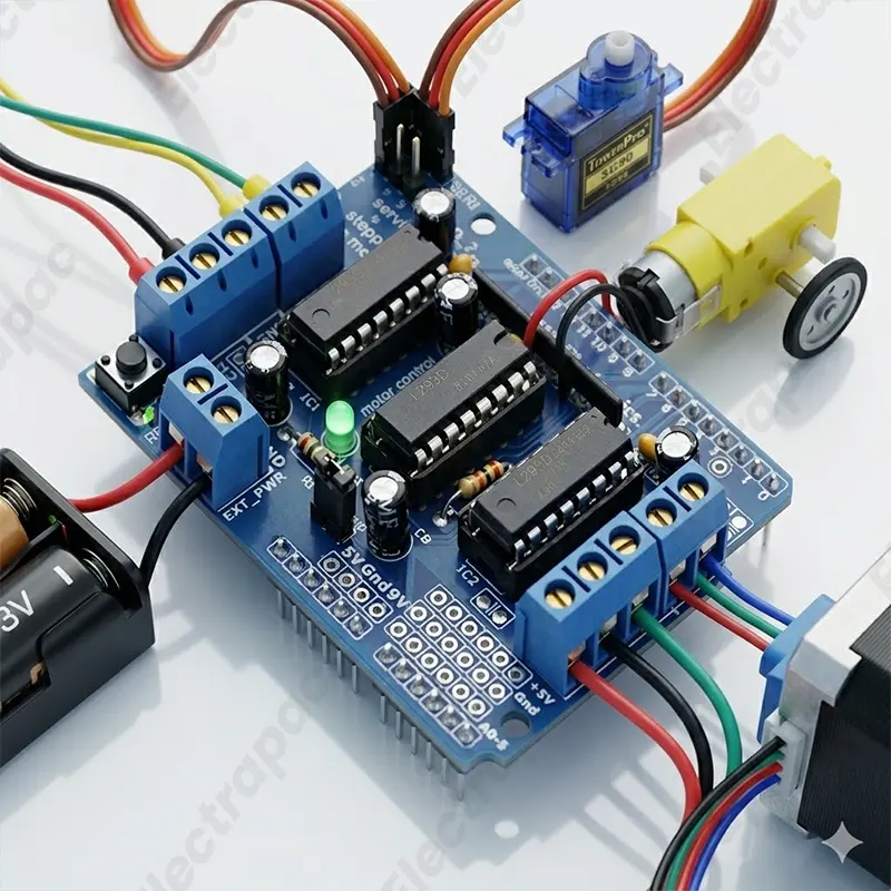 L293D Motor Driver Shield for Arduino - Stepper, Servo & DC Motor Control Board - Gallery 1