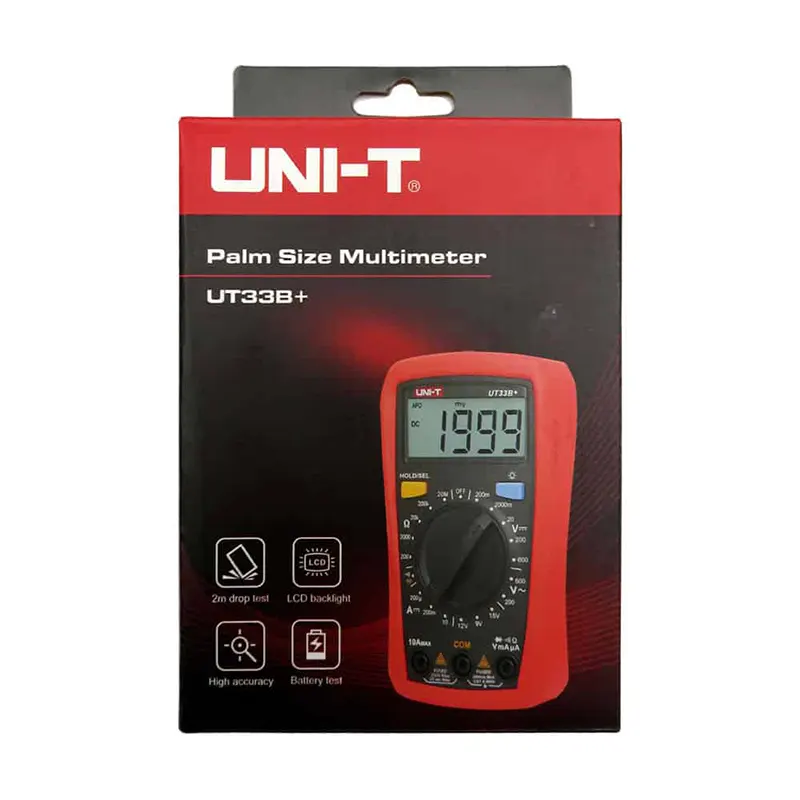 UNI-T UT33B+ Digital Multimeter with Battery Test Function - Backlit LCD, Loud Continuity Buzzer, and Ergonomic Design - Palm Size Multitester - Gallery 1