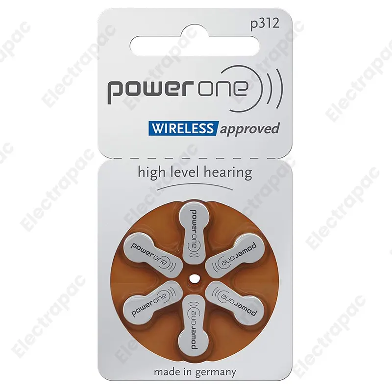 Power One P312 Hearing Aid Battery / Signia P312 Battery / Sigma P312 Hearing Aid Battery, 6 Batteries Each Pack - Gallery 1