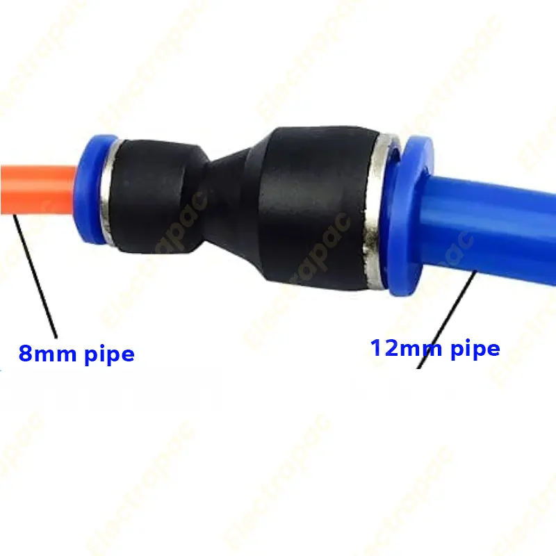 12mm to 8mm Pneumatic Straight Reducer Quick Connector with Pipe Lock - Gallery 1