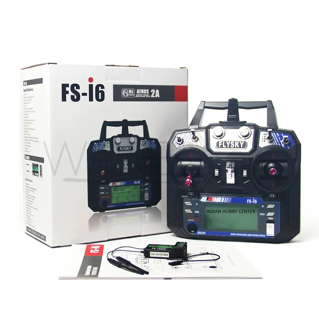 FlySky FS-i6 2.4GHz 6-Channel RC Transmitter with FS-iA6B Receiver for Drone, Plane, Helicopter