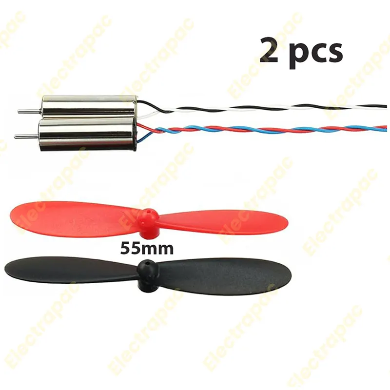 2 Pcs 820 Coreless Motor with Propeller 455000RPM DC 3.7V 8x20mm Magnetic Micro Coreless Motor High Speed For 55mm Propeller