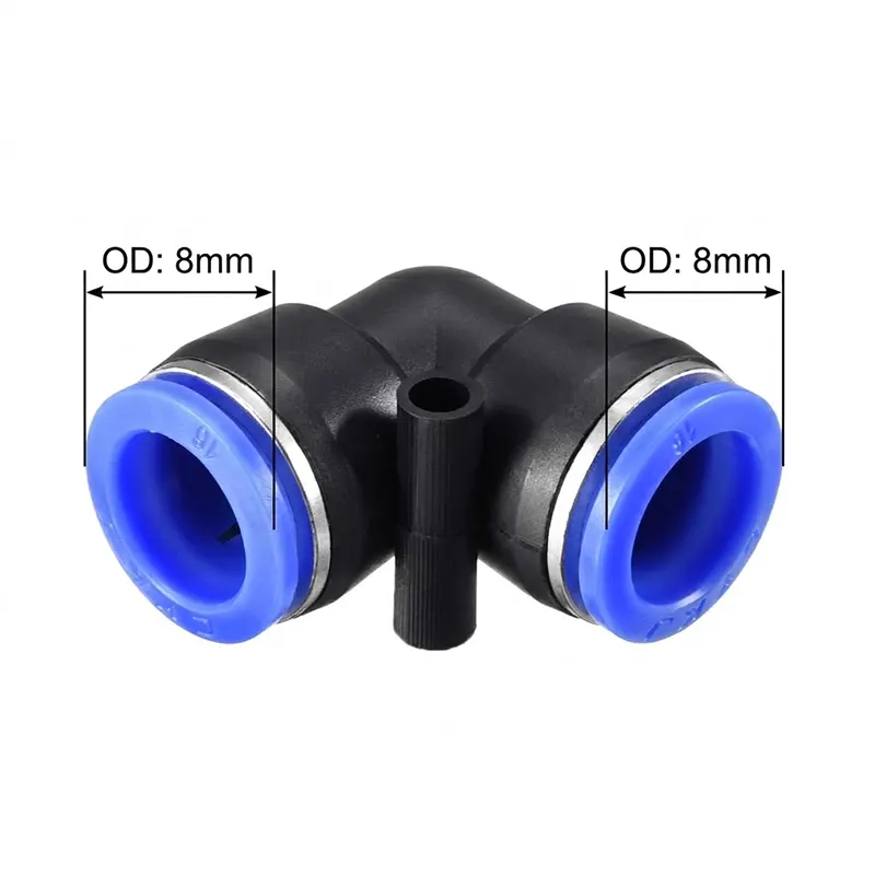 PV PVG" L Shaped Elbow 8mm X 8mm OD Hose Tube One Touch Push in Air Pneumatic Connector Fittings Plastic Gas Quick Fittings Connector