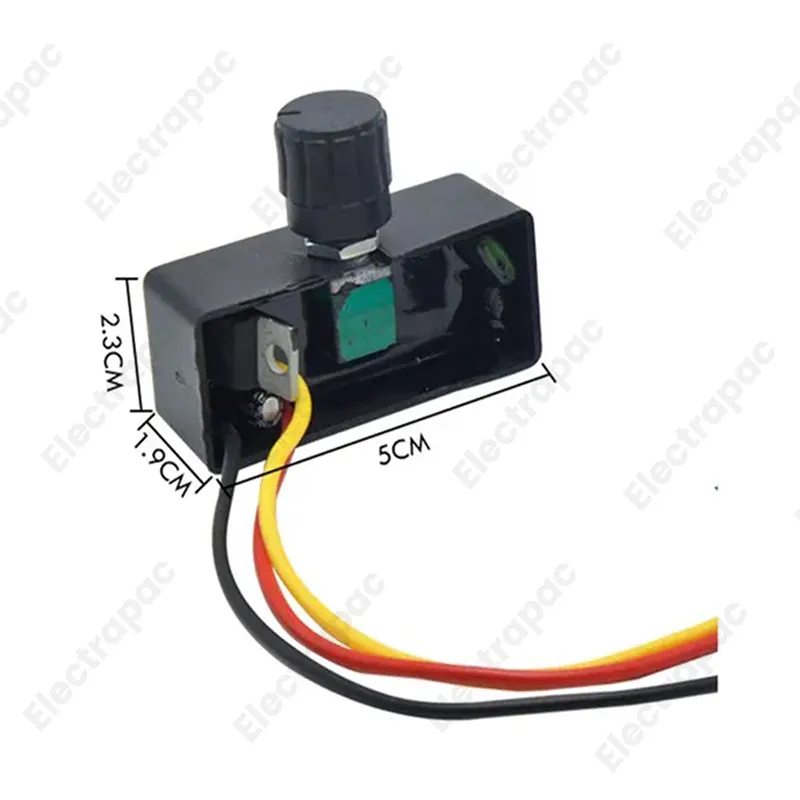 PWM Motor Speed Controller, 12V DC Electric Adjustment Switch, 3-Wire Fan Regulator, Black