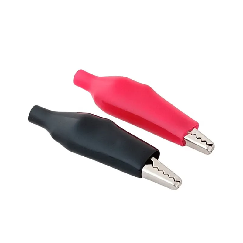 Alligator Crocodile clips for Electronics work, Red and Black Pair