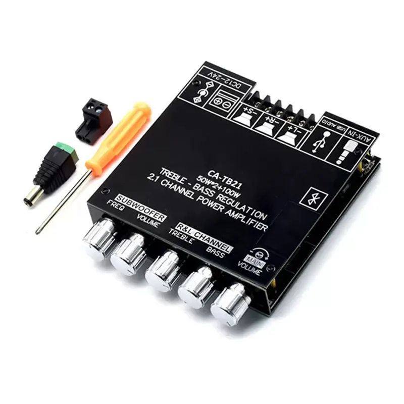 CA-TB21 2.1 Channel BT Subwoofer Amplifier Audio Board 2*50W+100W 12-24V Amplifier Board