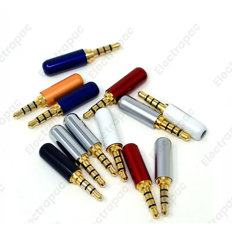 Copper 4 Pole 3.5MM Plug Male Headphone Jack with Clip 3.5MM Stereo Audio Connector for 4mm Cable Adapter