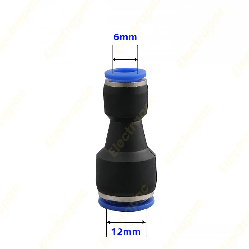 12mm to 6mm Pneumatic Straight Reducer Quick Connector with Pipe Lock