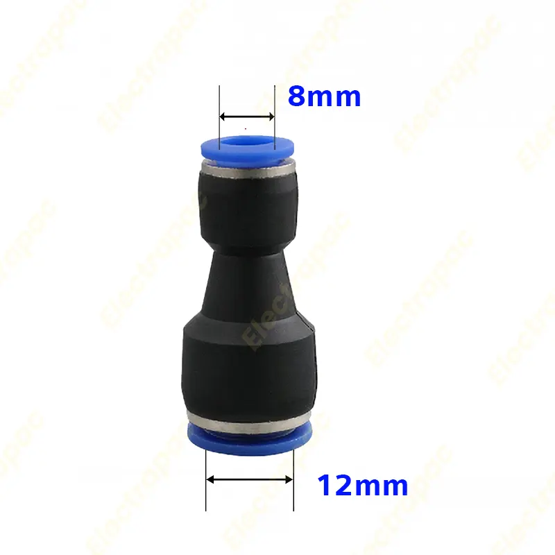 12mm to 8mm Pneumatic Straight Reducer Quick Connector with Pipe Lock