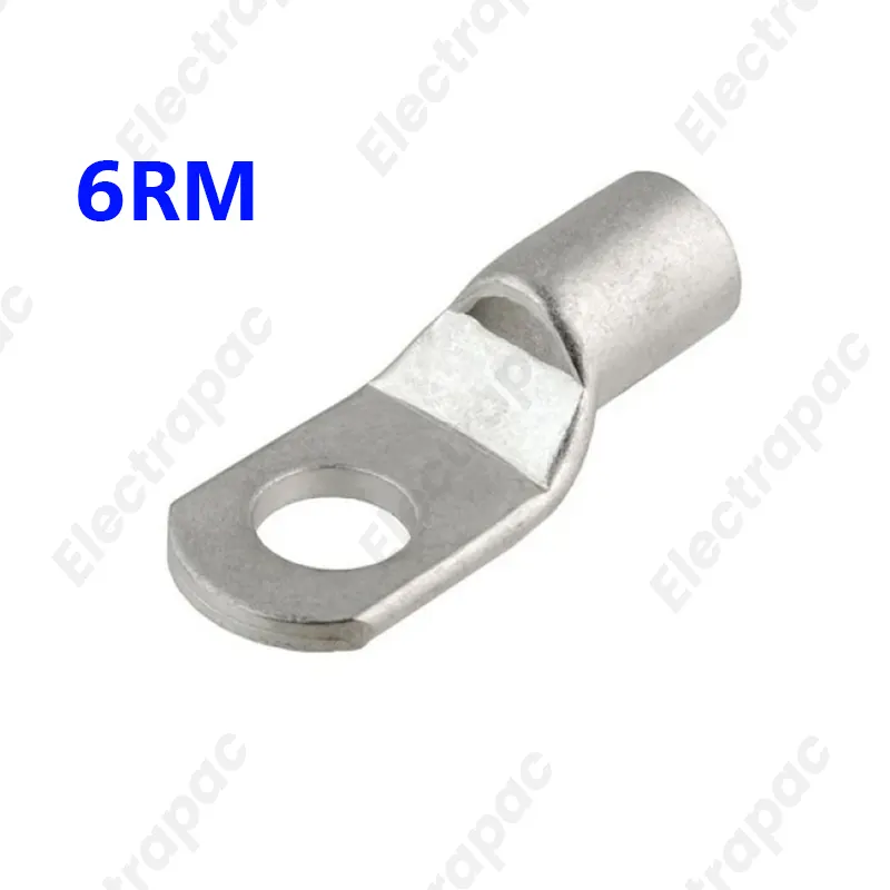 6RM Non-Insulated Copper Cable Lug - Heavy Duty Wire Terminal Ring Connector