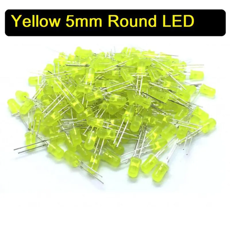 5mm Yellow LED Lights (Pack of 5pcs) - Gallery 1