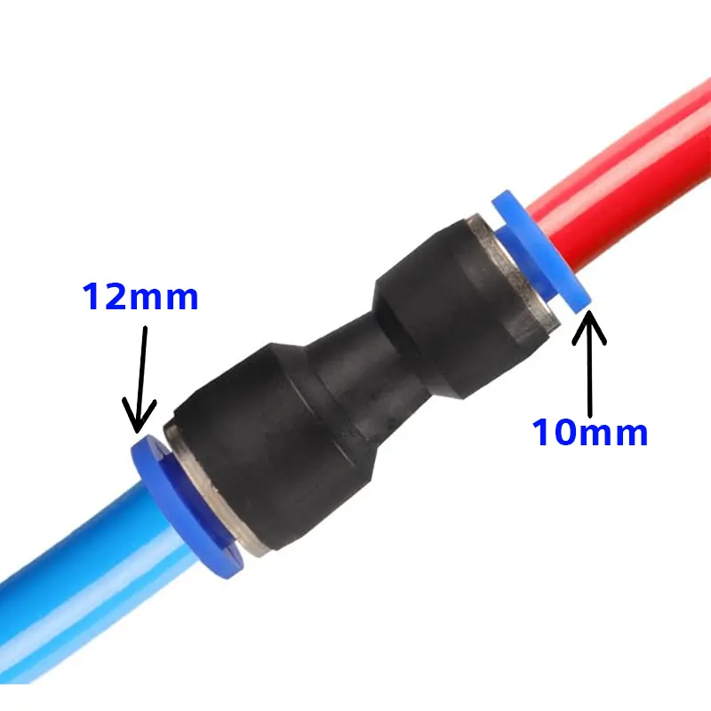 12mm to 10mm Pneumatic Reducer Straight Connector - Push-in Fitting - Gallery 1
