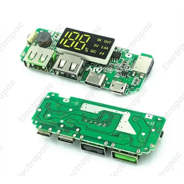 LED Dual USB 5V 2.4A Micro Type-C USB Power Bank 18650 Charging Module Lithium Battery Charger Board Circuit Protection - Gallery 2
