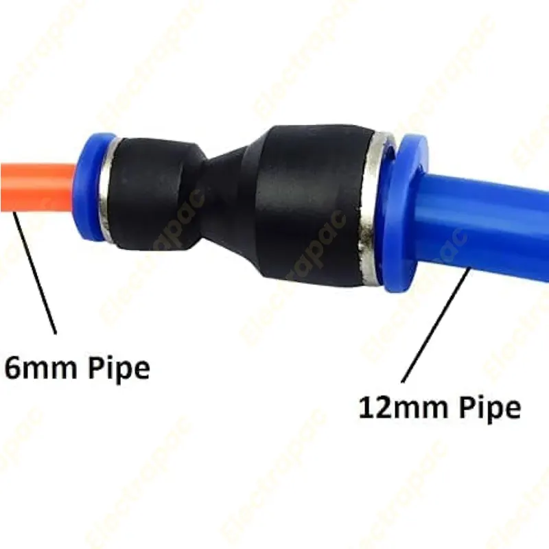 12mm to 6mm Pneumatic Straight Reducer Quick Connector with Pipe Lock - Gallery 1