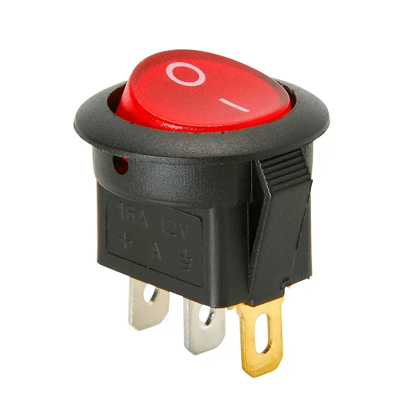 KCD1 Round Rocker SPST On Off Switch Red Light Illumination 3Pin 6A 250V - Gallery 2