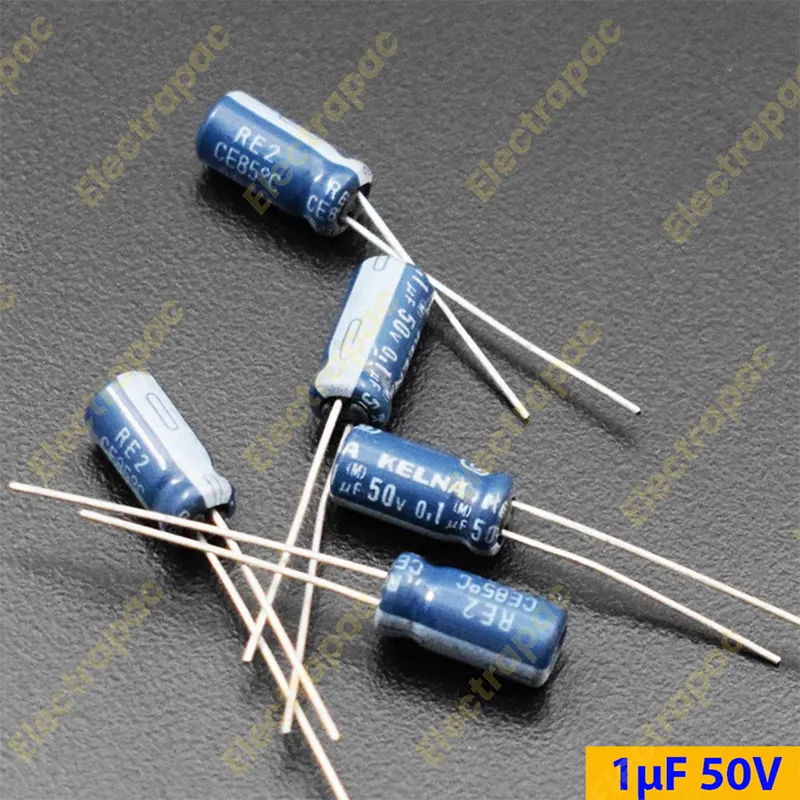 1uF 50V Radial Electrolytic Capacitor – High-Reliability Electronic Component (Pack of 5pcs) - Gallery 1
