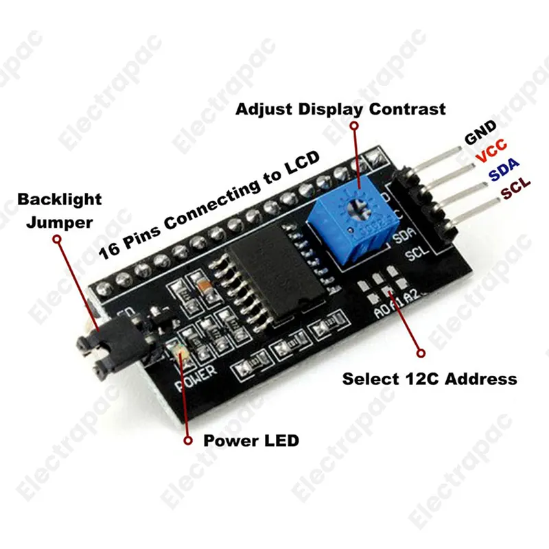 I2C LCD Driver Module for Arduino/ I2C Module for 16x2 LCD Display - Gallery 1