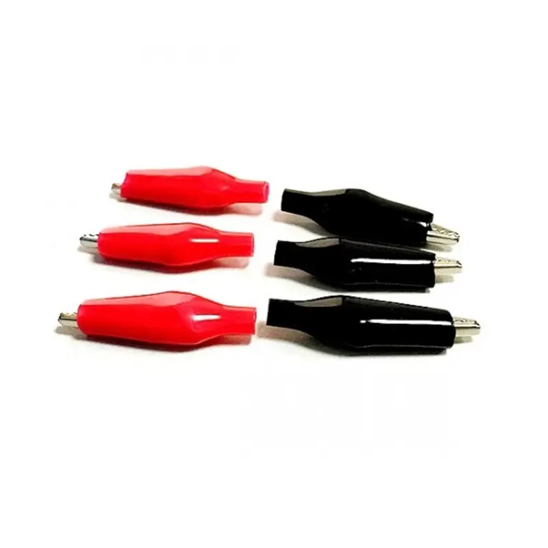 Alligator Crocodile clips for Electronics work, Red and Black Pair - Gallery 1
