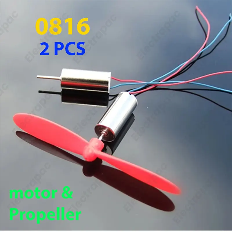 2 Pcs 816 8x16mm 0816 Coreless Motor DC 3.7V - 4.2V 55000RPM Strong Magnet Hollow Cup Motor for Micro FPV Quadcopter Frame/ 45000 RPM 8x16 Mini Drone motor with propeller - Gallery 2