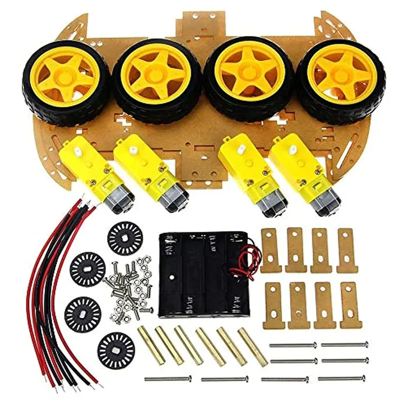 4 Wheel Robot Chassis Kit for Smart Car – BO Motor & Acrylic Body/ 4 Wheel Robotic Car Chassis - Gallery 1